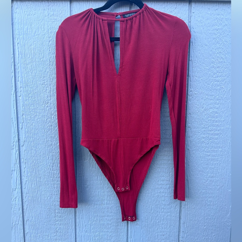 Topshop Ribbed Keyhole Bodysuit